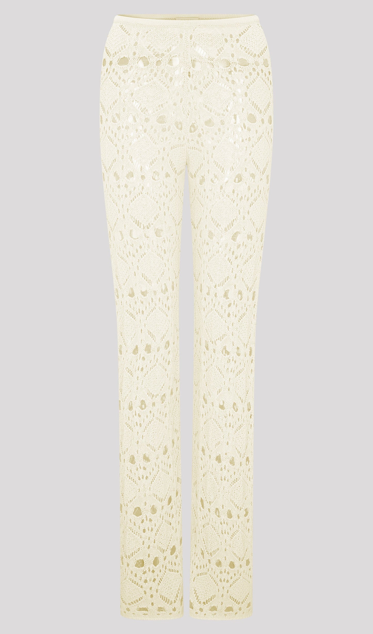 Bandage Knit Top & Crochet Knit Pants In Ivory