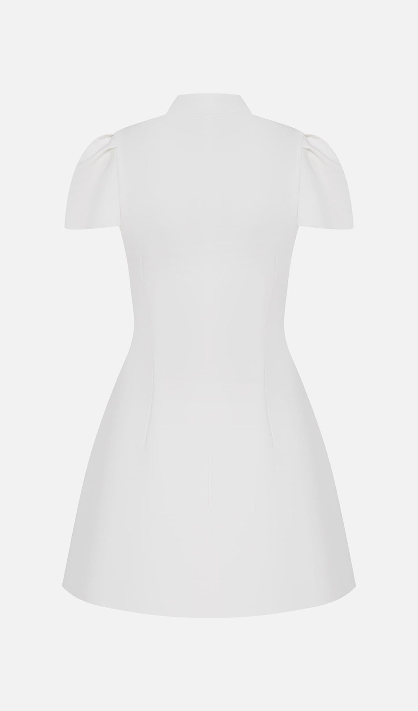 Mini Fitted Dress With Large Buttons In White