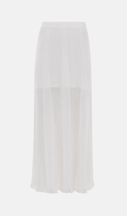 Openwork Jersey Maxi Skirt Sets In White