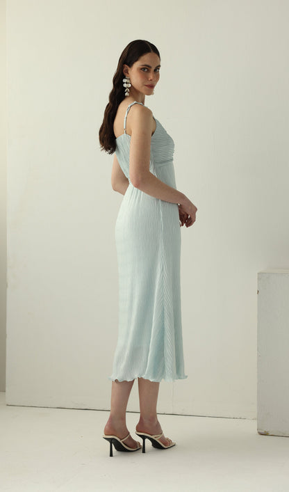 Solid Texture Slip Midi Dress