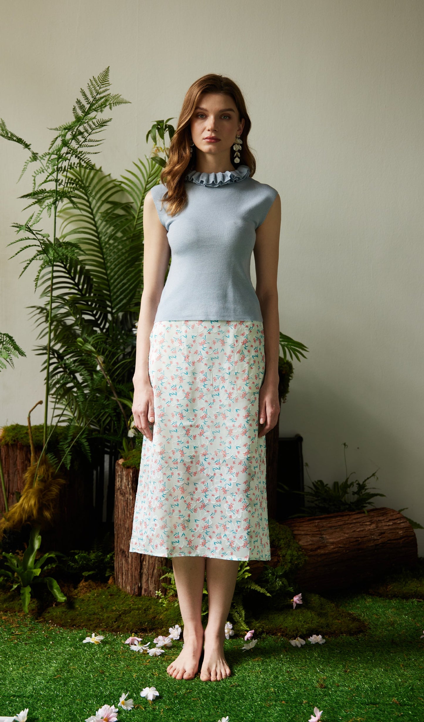 Ruched Collar Knited Top