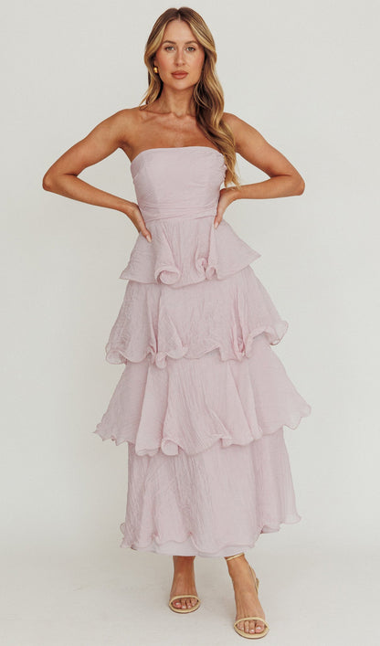 Strapless Layered Midi Dress