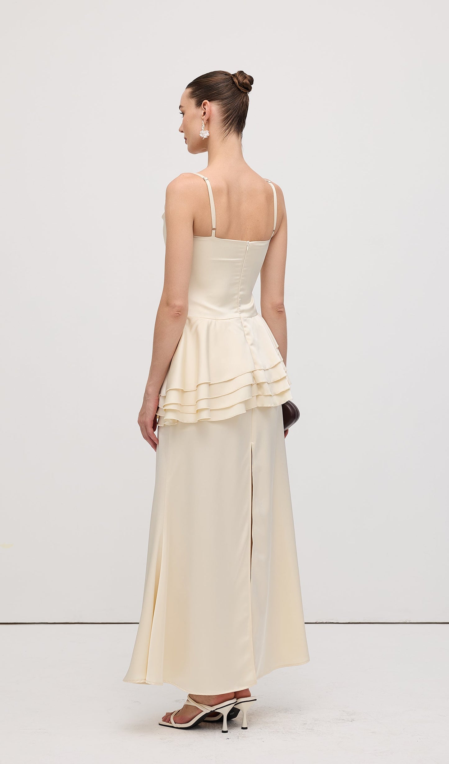 Sleeveless Layered Ruffled Maxi Dress Champagne