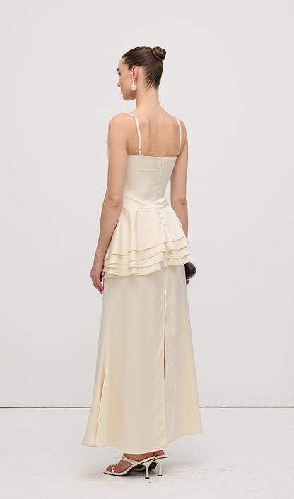 Sleeveless Layered Ruffled Maxi Dress Champagne