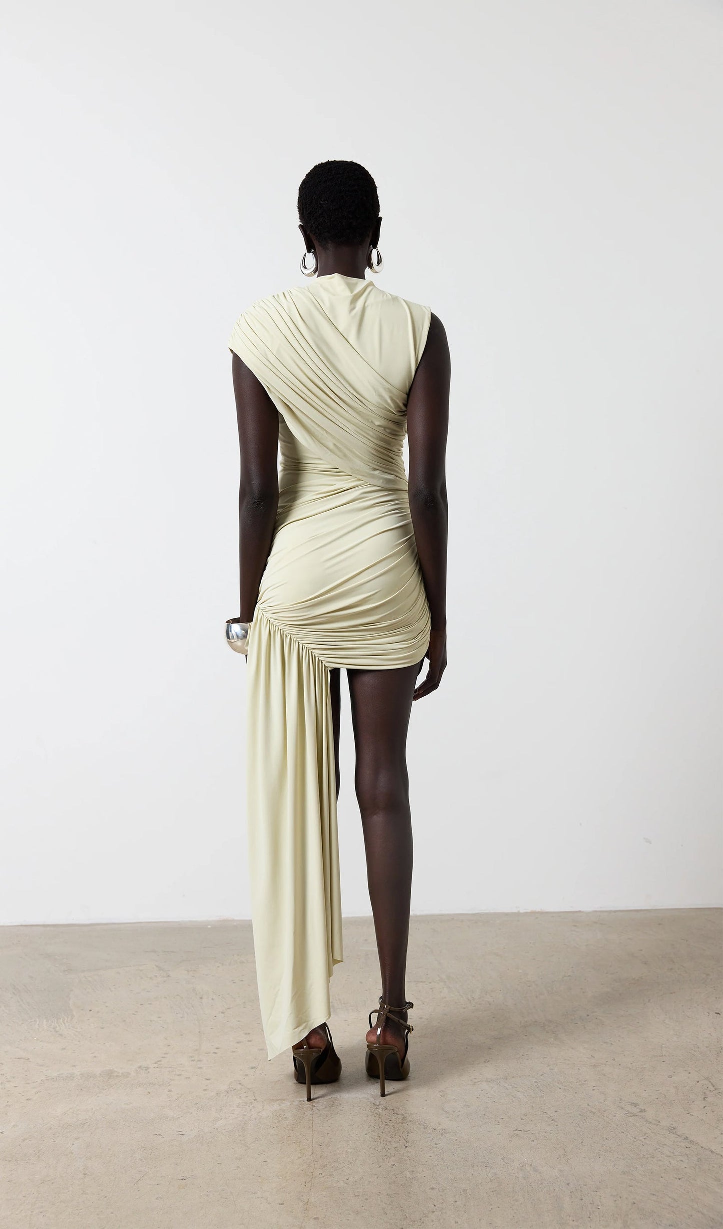 Asymmetrical Draping Mini Dress