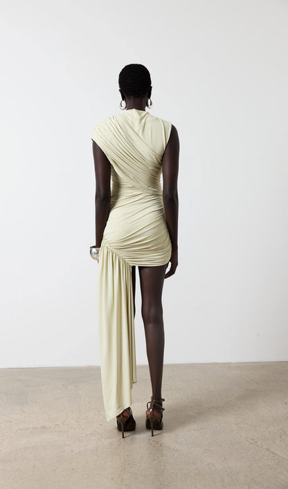Asymmetrical Draping Mini Dress
