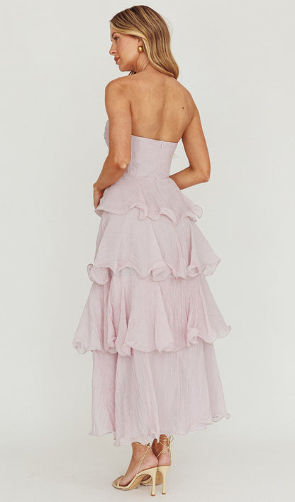 Strapless Layered Midi Dress