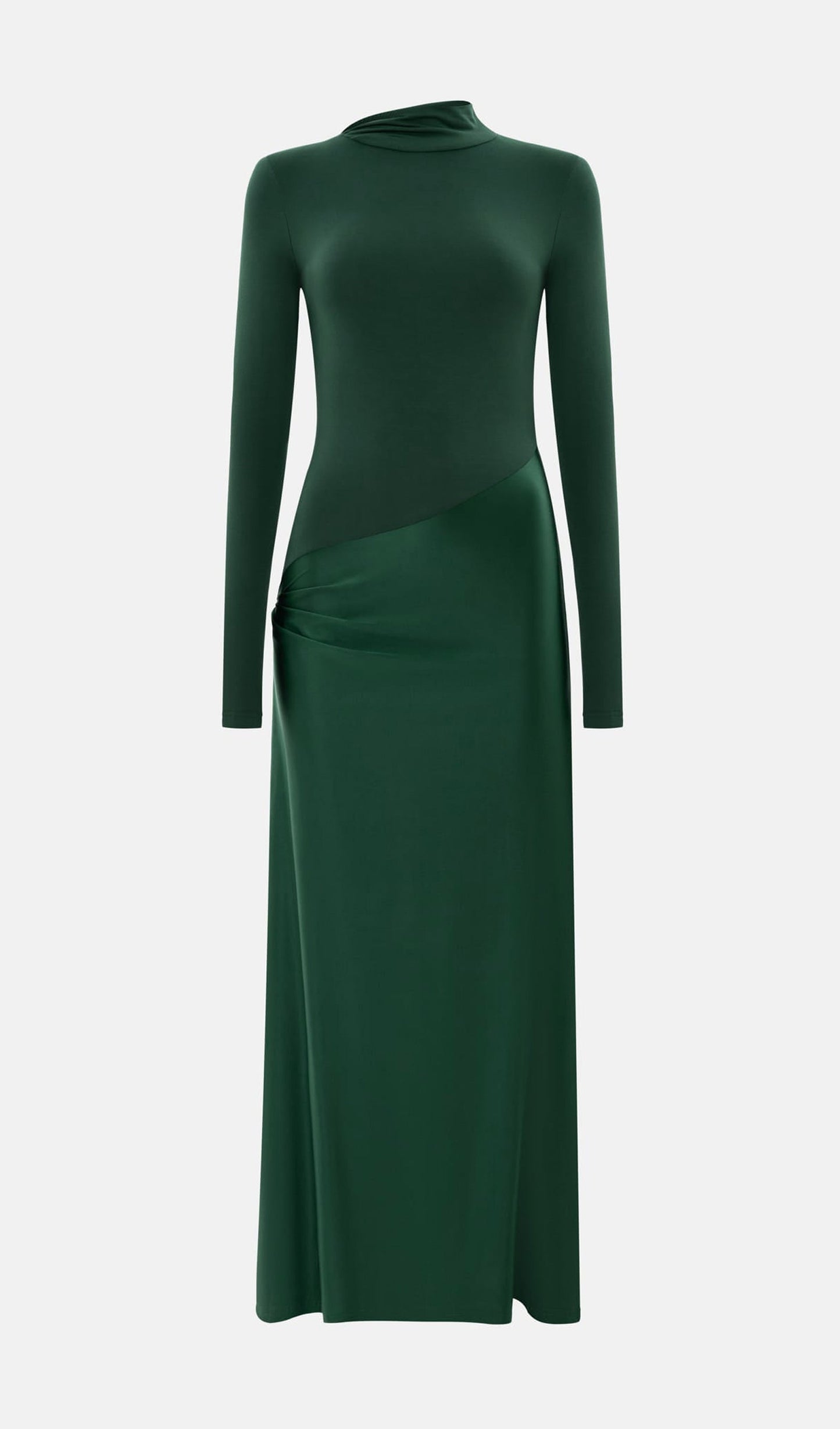 Combination Maxi Dress With Satin In Green