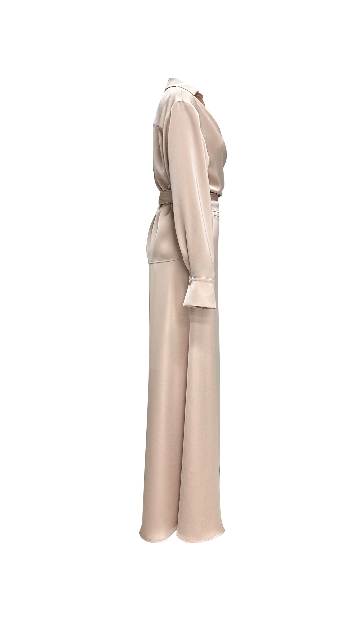 Solid Satin Shirt Maxi Dress Sets