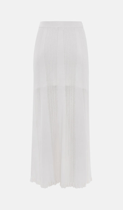 Openwork Jersey Maxi Skirt Sets In White