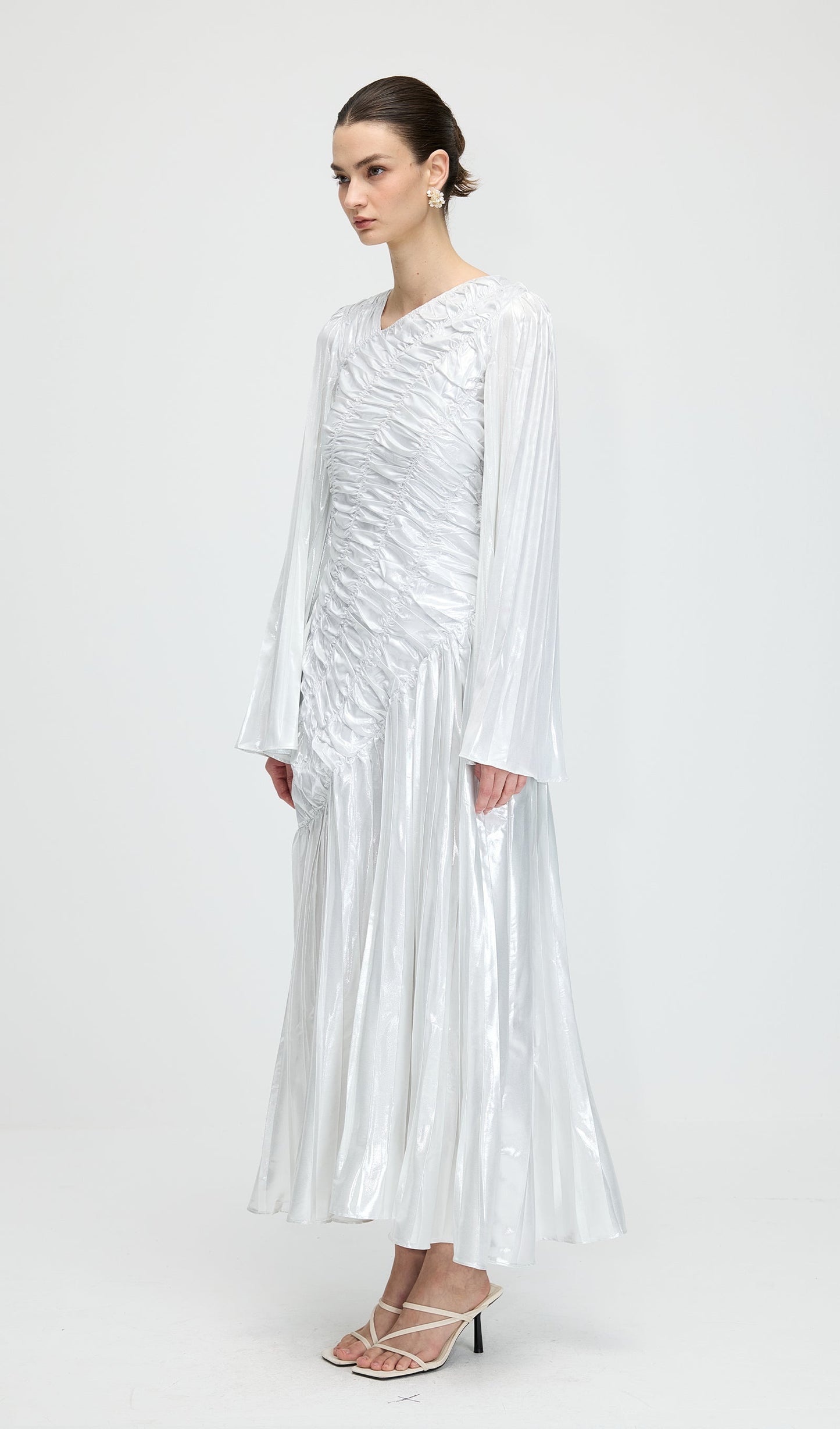 Metallic Long Sleeve Maxi Dress