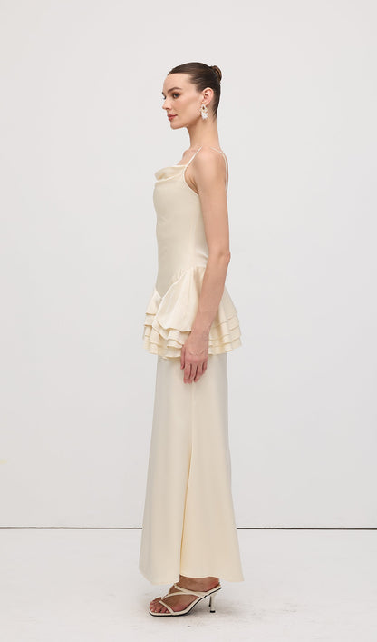 Sleeveless Layered Ruffled Maxi Dress Champagne