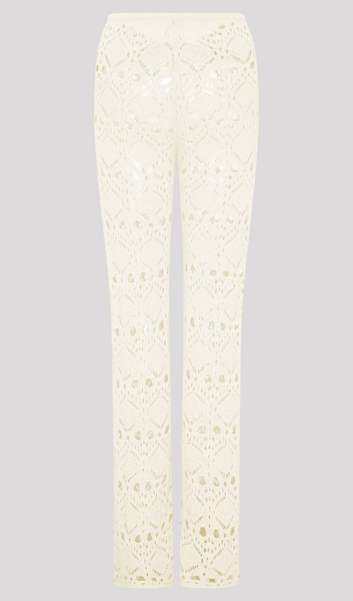 Bandage Knit Top & Crochet Knit Pants In Ivory