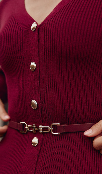 Red Knitted Midi Dress