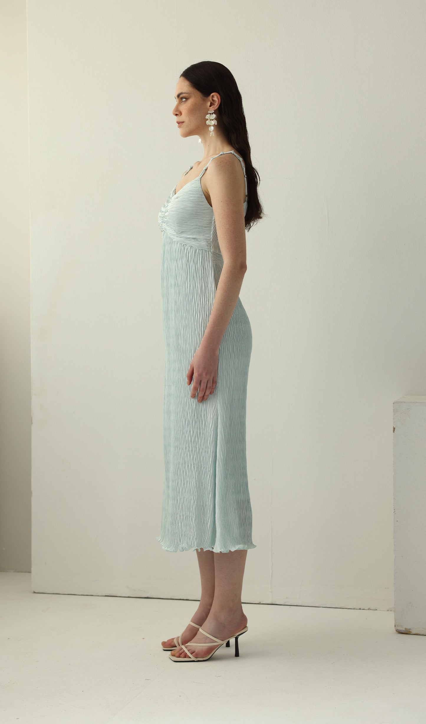 Solid Texture Slip Midi Dress