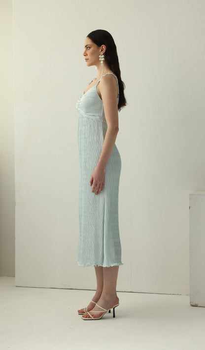 Solid Texture Slip Midi Dress
