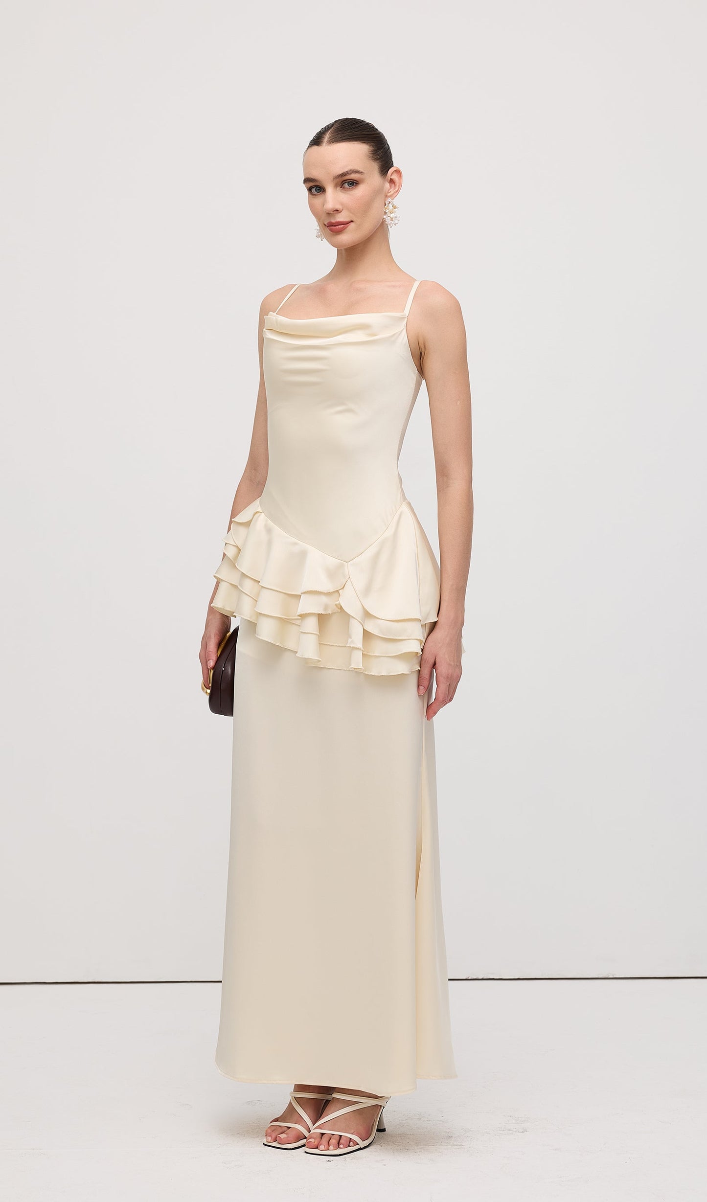 Sleeveless Layered Ruffled Maxi Dress Champagne