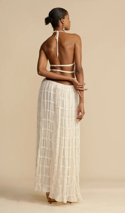 Halter Top & Ruched Detail Maxi Skirt Sets