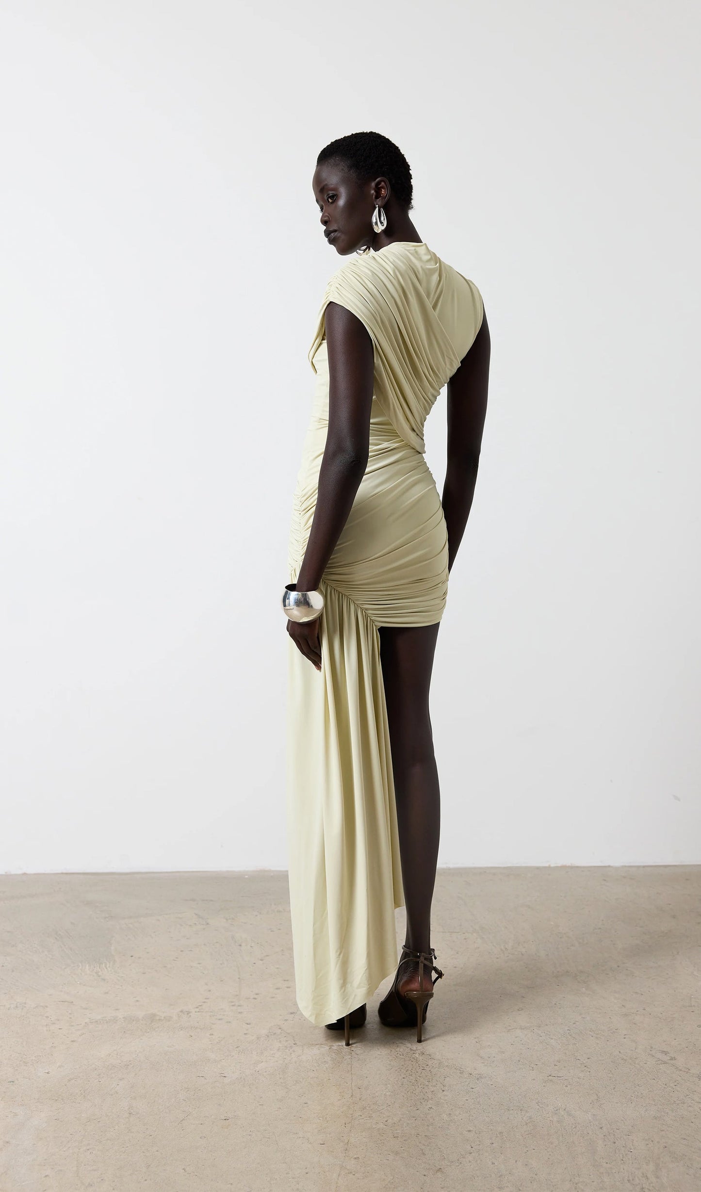 Asymmetrical Draping Mini Dress