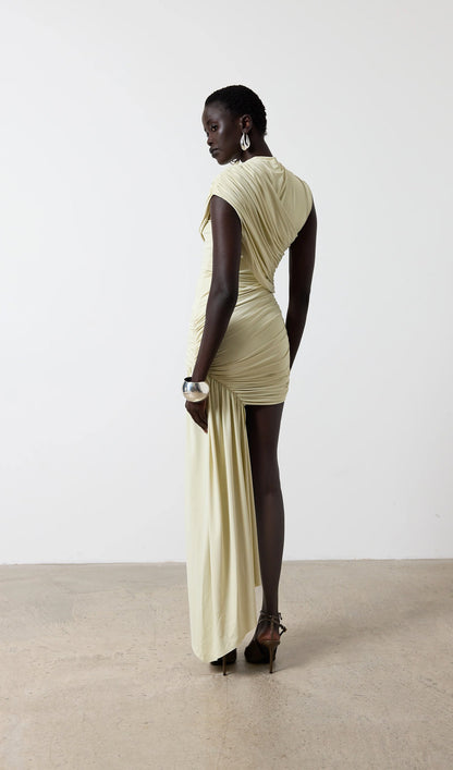 Asymmetrical Draping Mini Dress