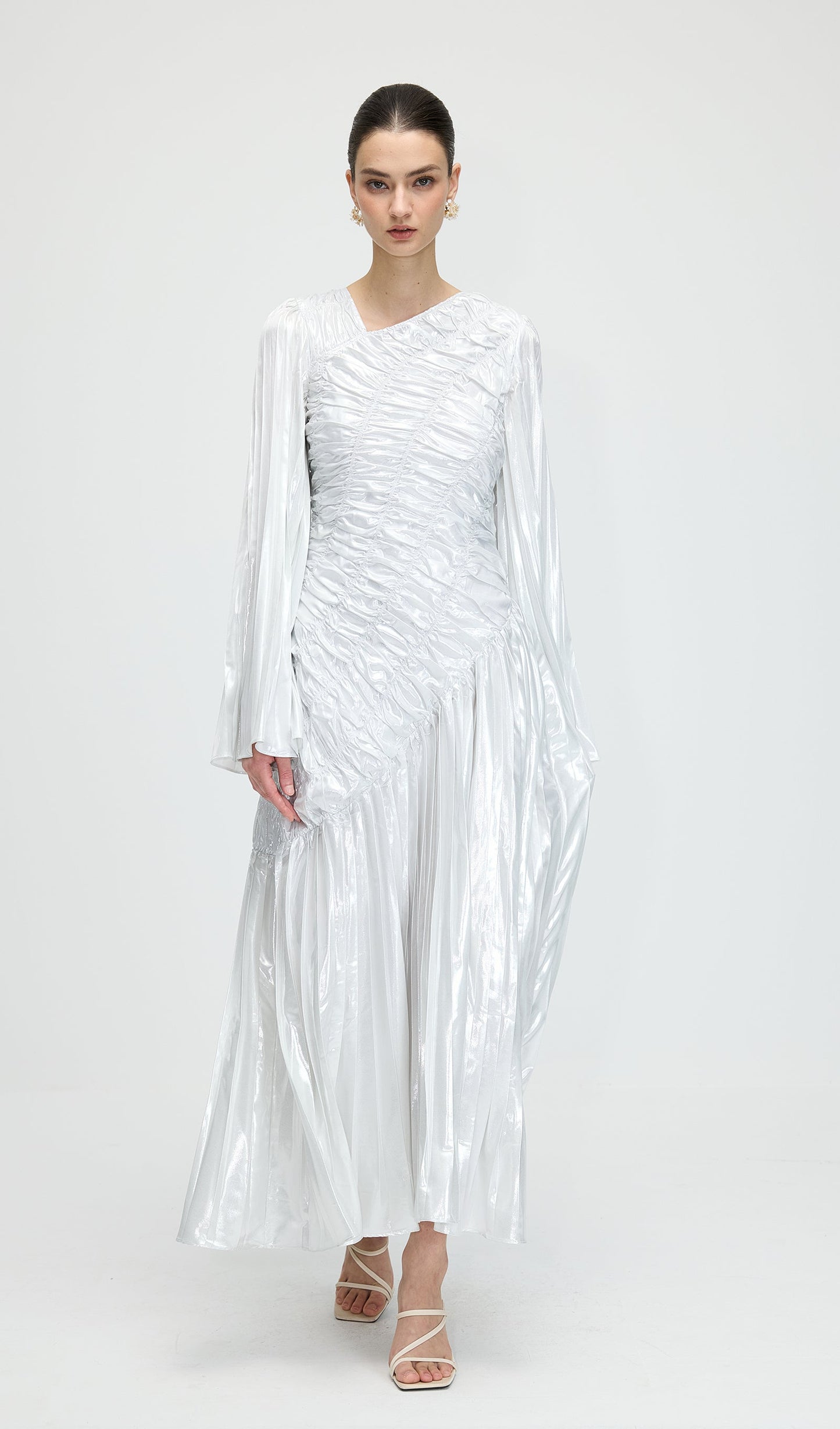 Metallic Long Sleeve Maxi Dress