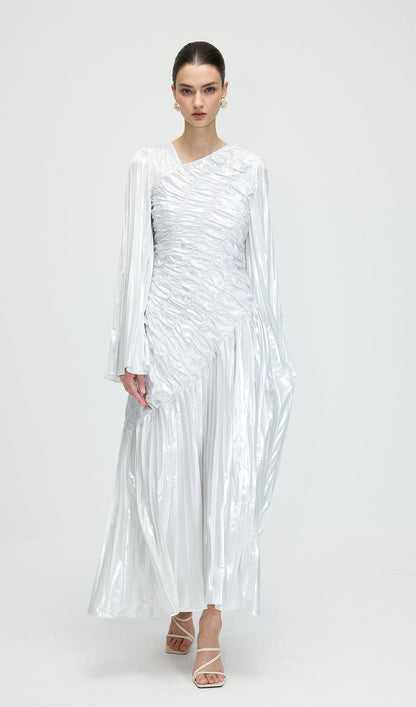 Metallic Long Sleeve Maxi Dress