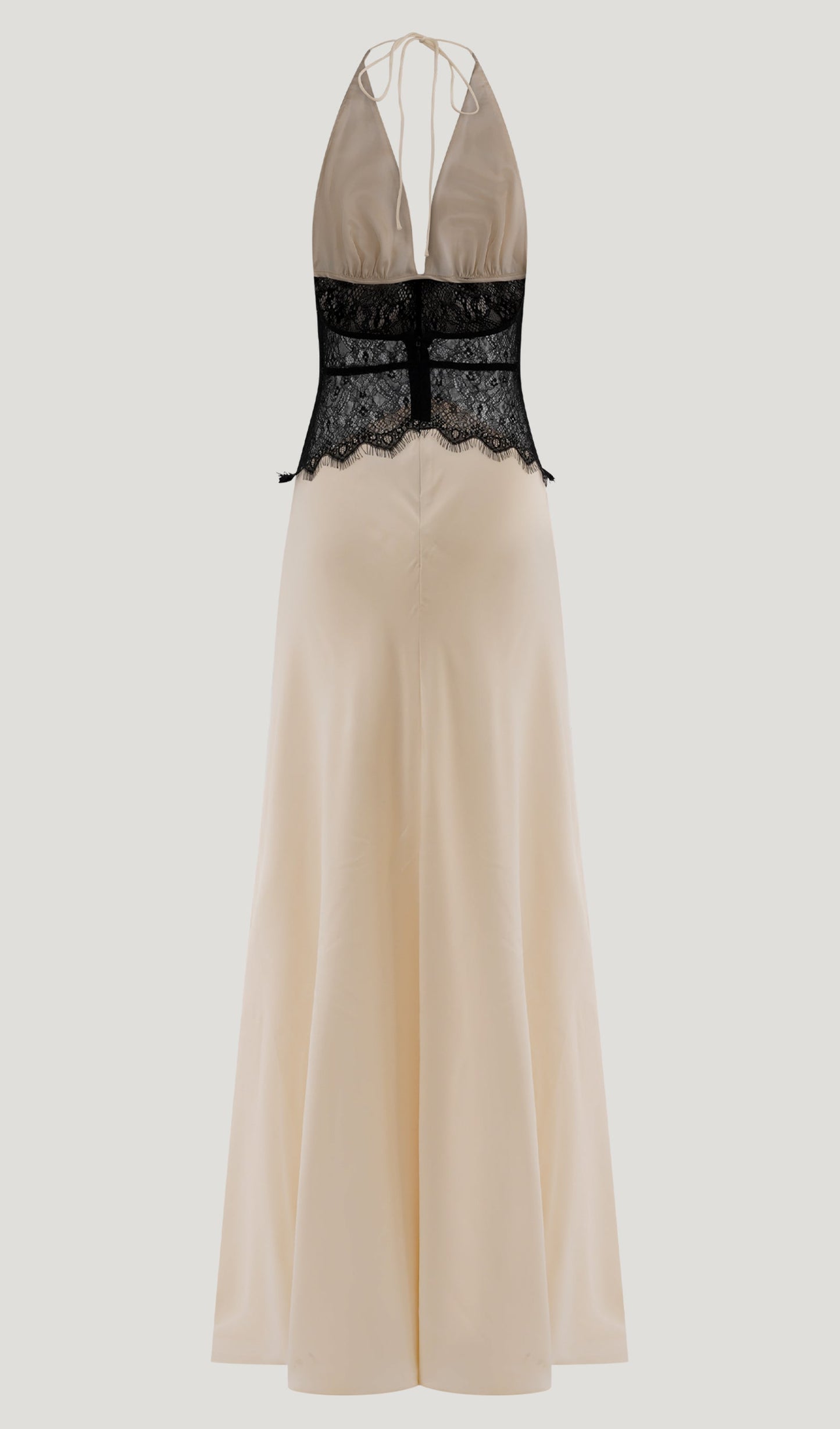 Lace And Satin Maxi Dress In White