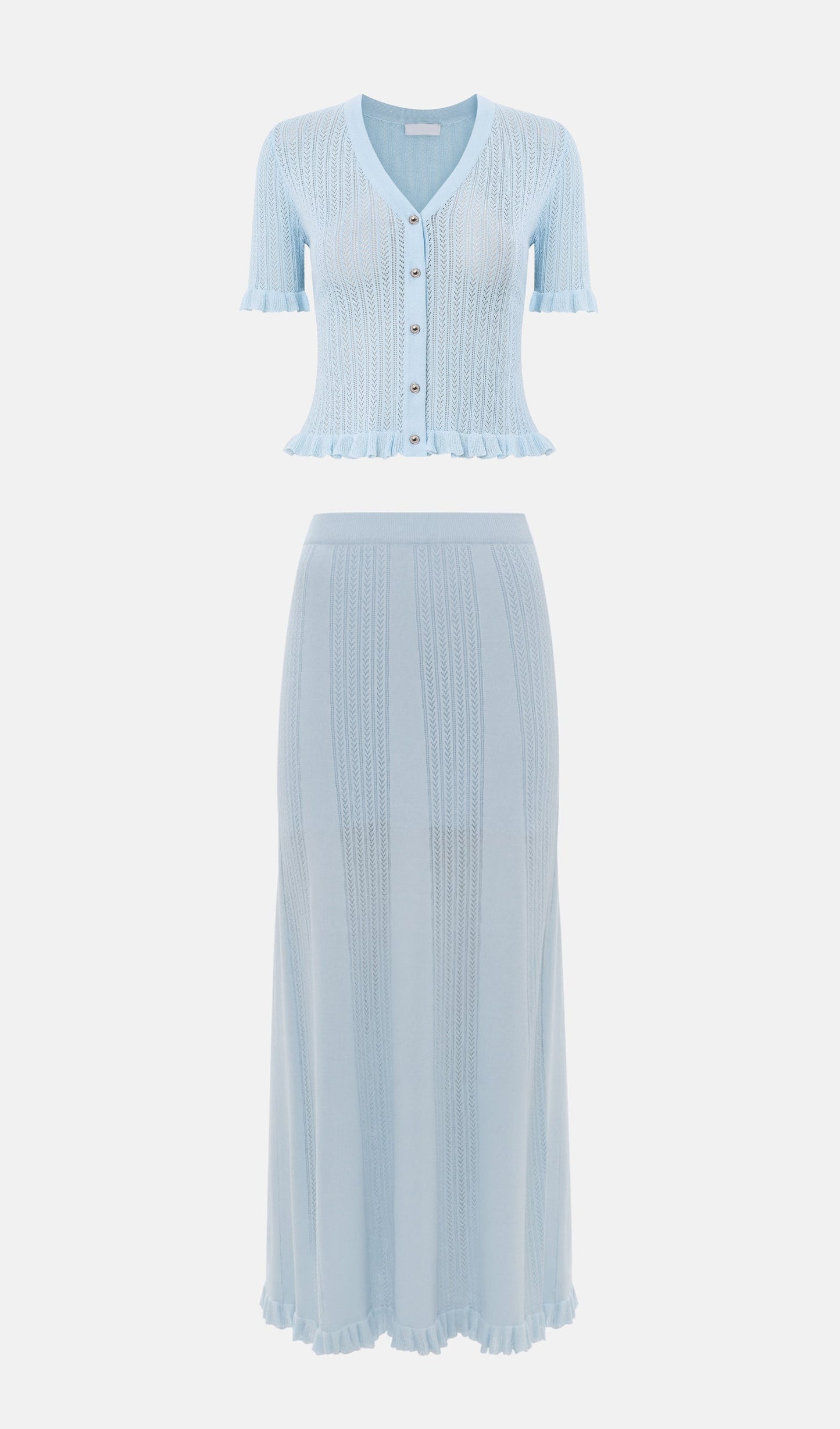 Openwork Jersey Maxi Skirt Sets In Baby Blue