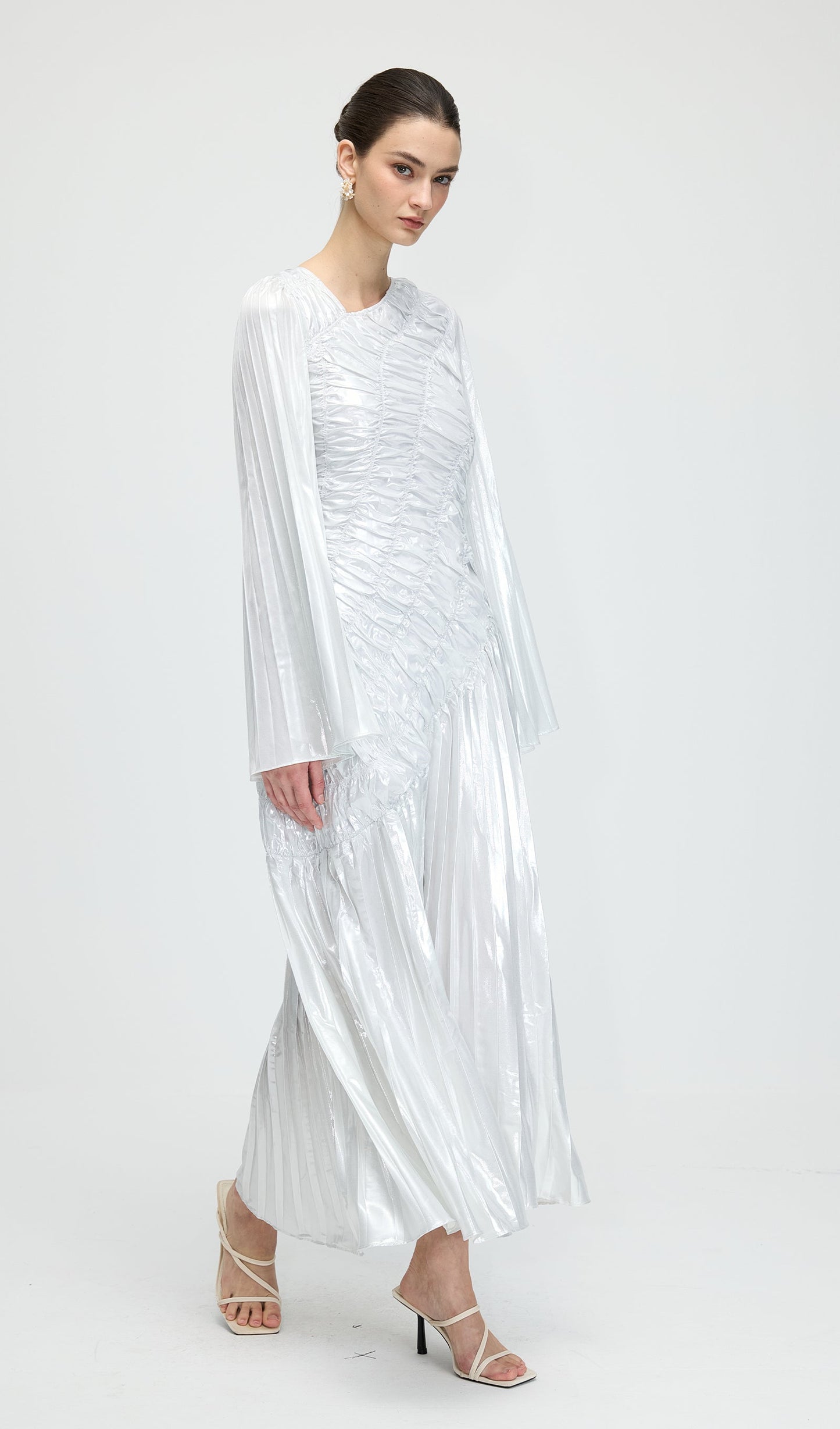 Metallic Long Sleeve Maxi Dress