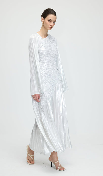 Metallic Long Sleeve Maxi Dress