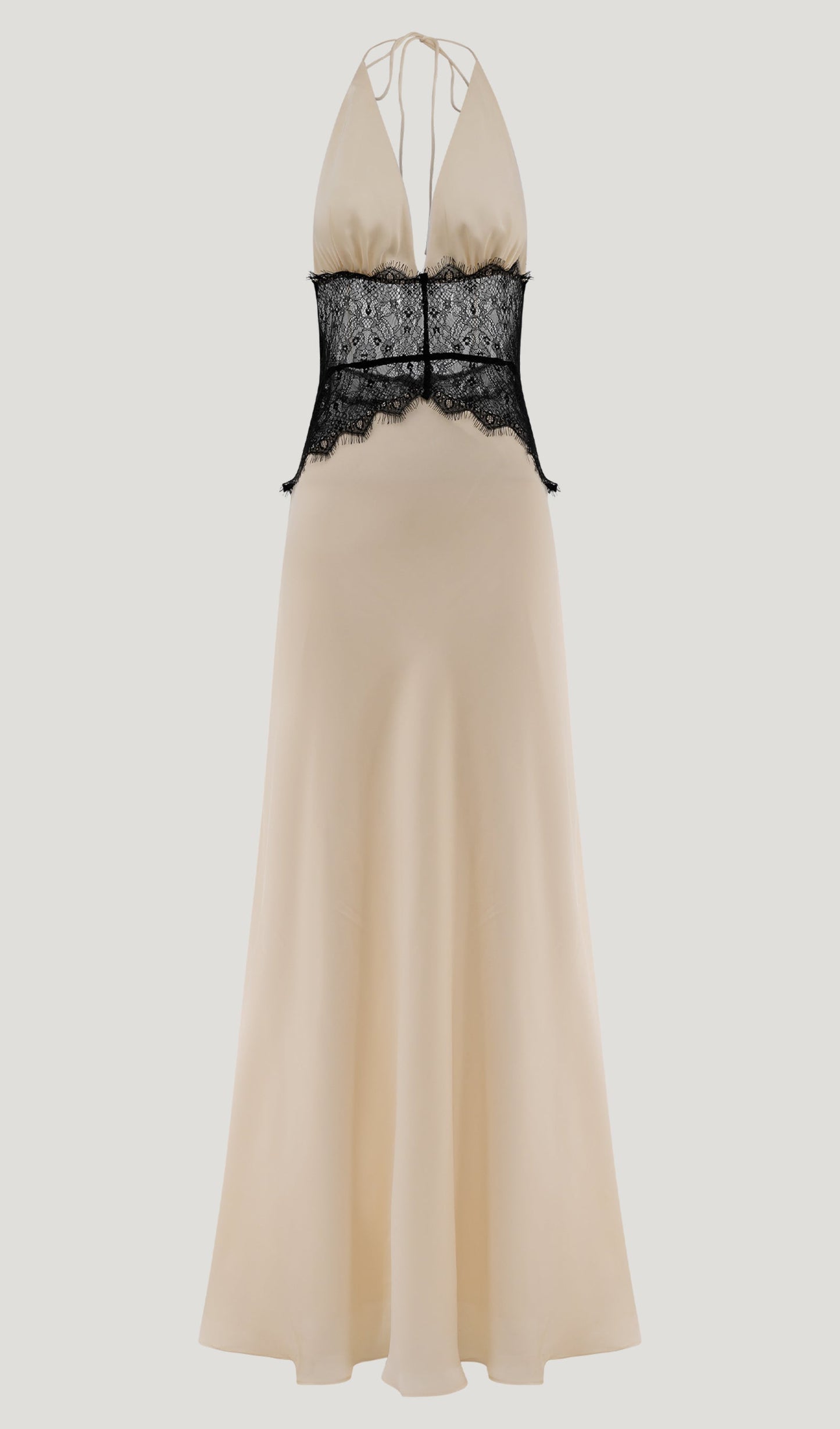 Lace And Satin Maxi Dress In White