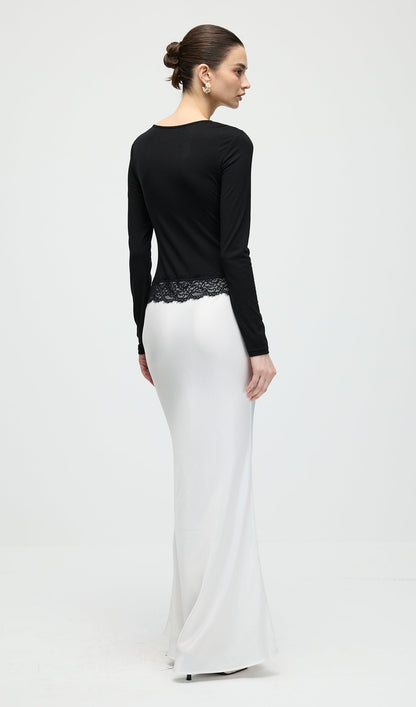 Open Twist Lace Maxi Dress In Black & White