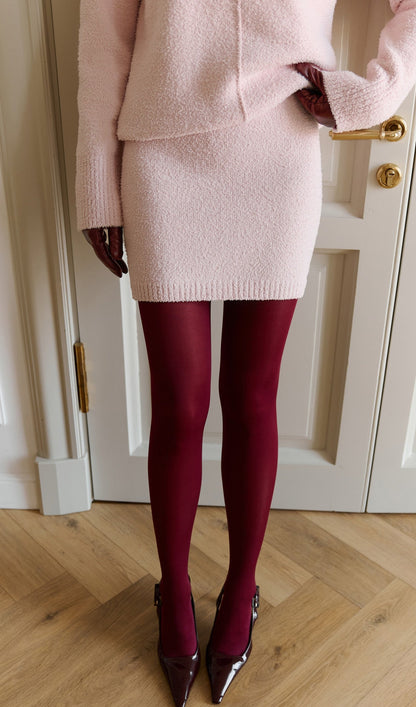Textured Knitted Jumper & Mini Skirt Set Pink