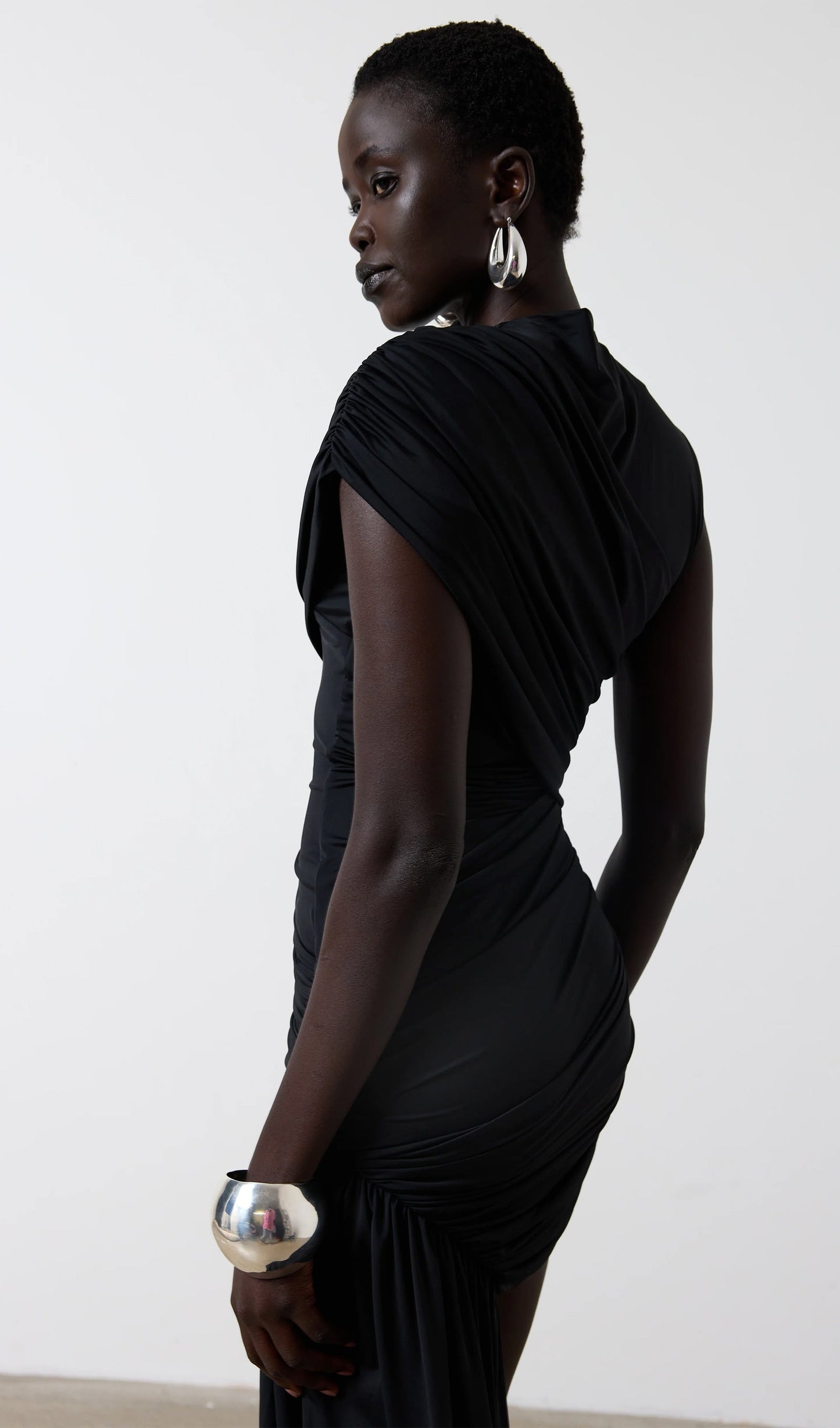 Asymmetrical Draping Mini Dress