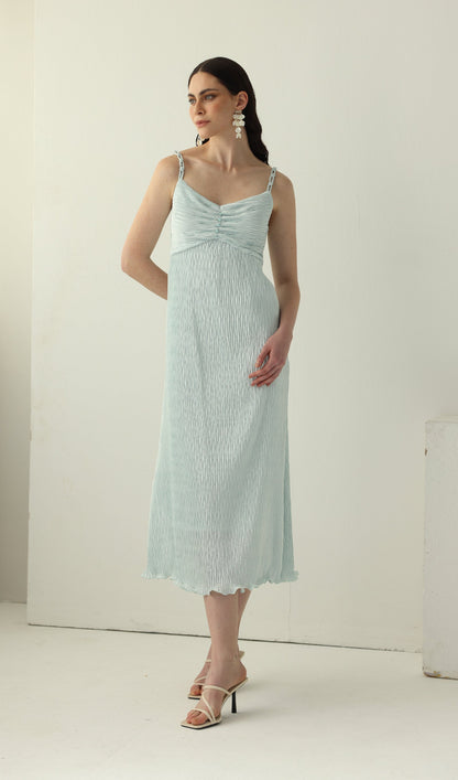 Solid Texture Slip Midi Dress