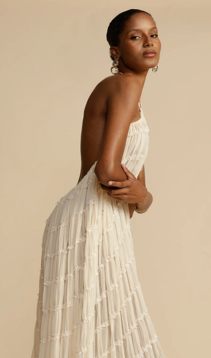 Halter Top & Ruched Detail Maxi Skirt Sets