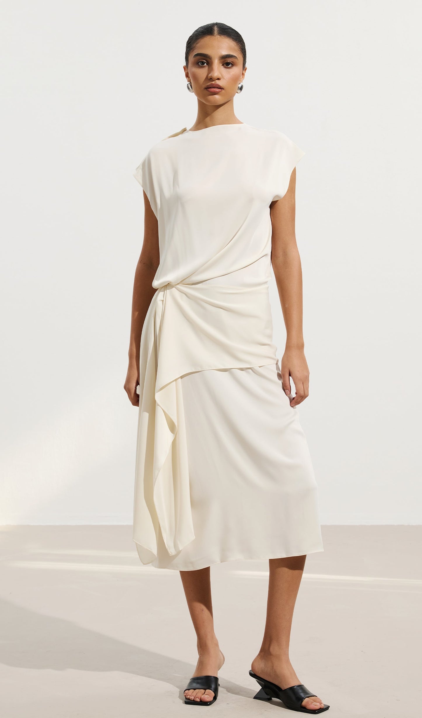 Asymmetrical Dress With Off Shoulder Design