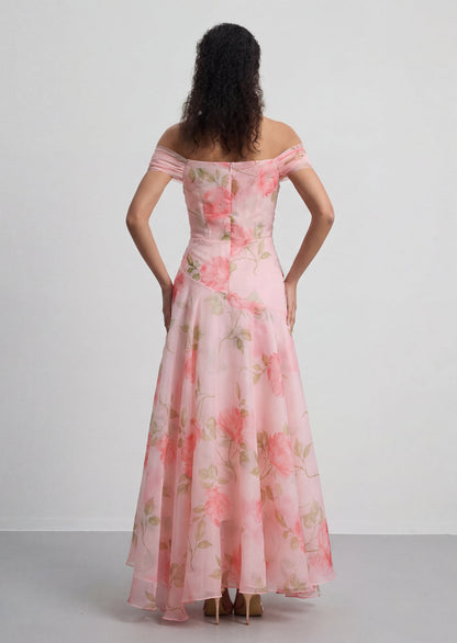 Lyla Sleeveless Flowers Flounce Maxi Dress