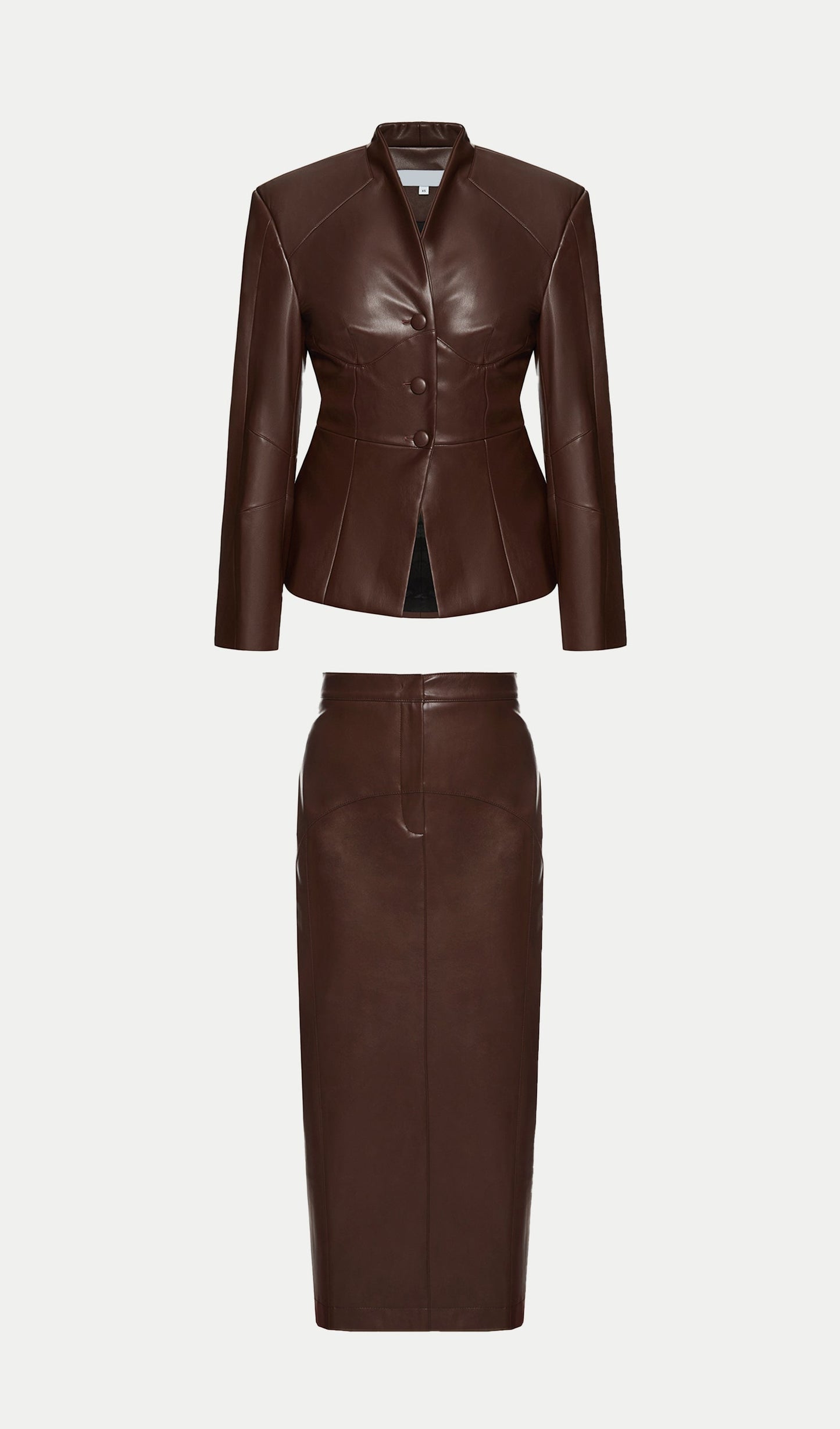 Faux Leather Jacket & Midi Skirt Set