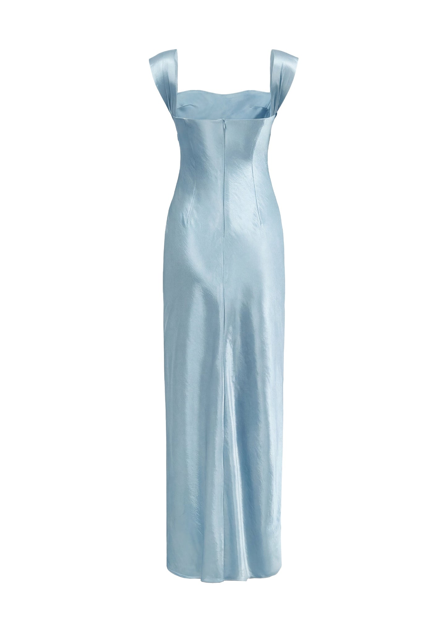 Satin Embellished Maxi Dress In Pale Blue