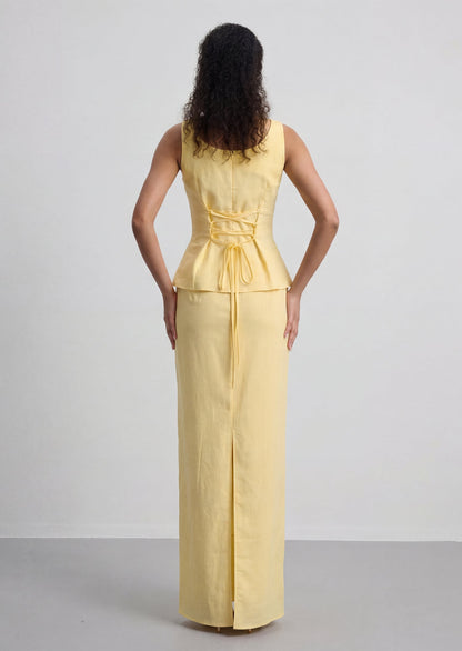 Alexis Linen Two Piece Set In Yellow