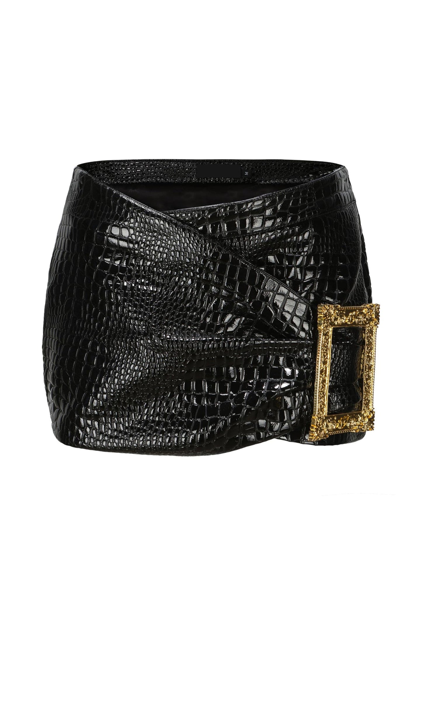 Feather Top & Leather Mini Skirt In Black