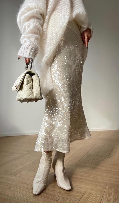 Mermaid Sequined Slim Midi Skirt