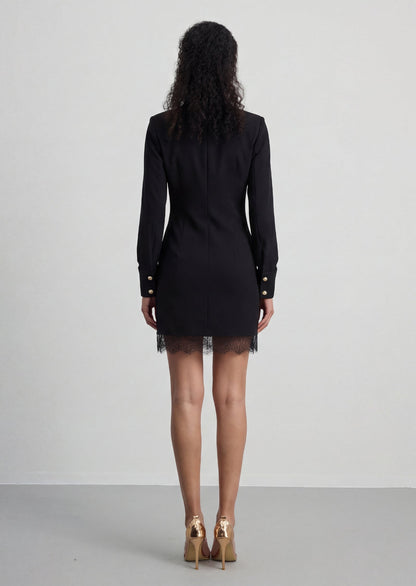 Lace Trimmed Button-Down Mini Shirt Dress