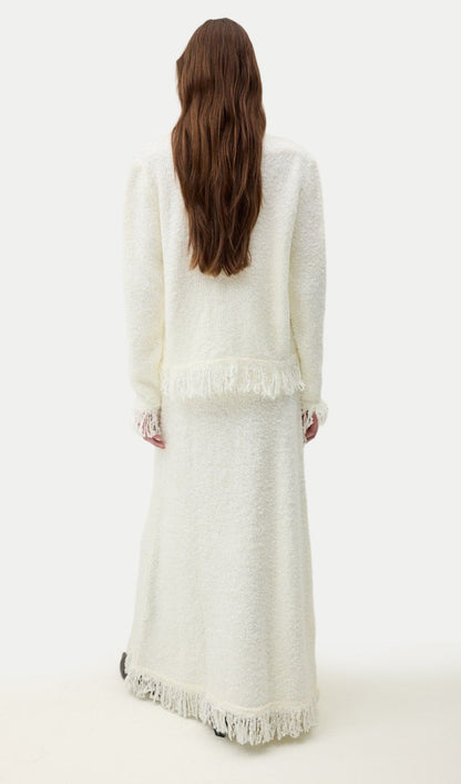 Boucle Top &  Maxi Skirt Set With Fringe