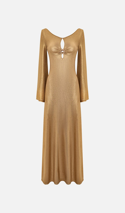 Metallised Jersey Maxi Dress