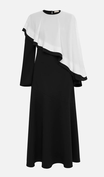 Contrasting Cape Maxi Dress