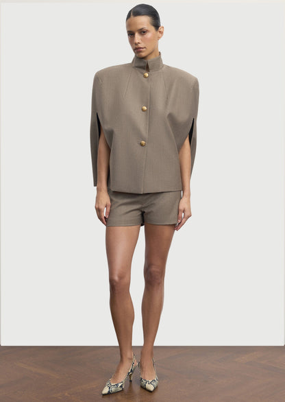 Armholes Cape Shorts Two Piece Set