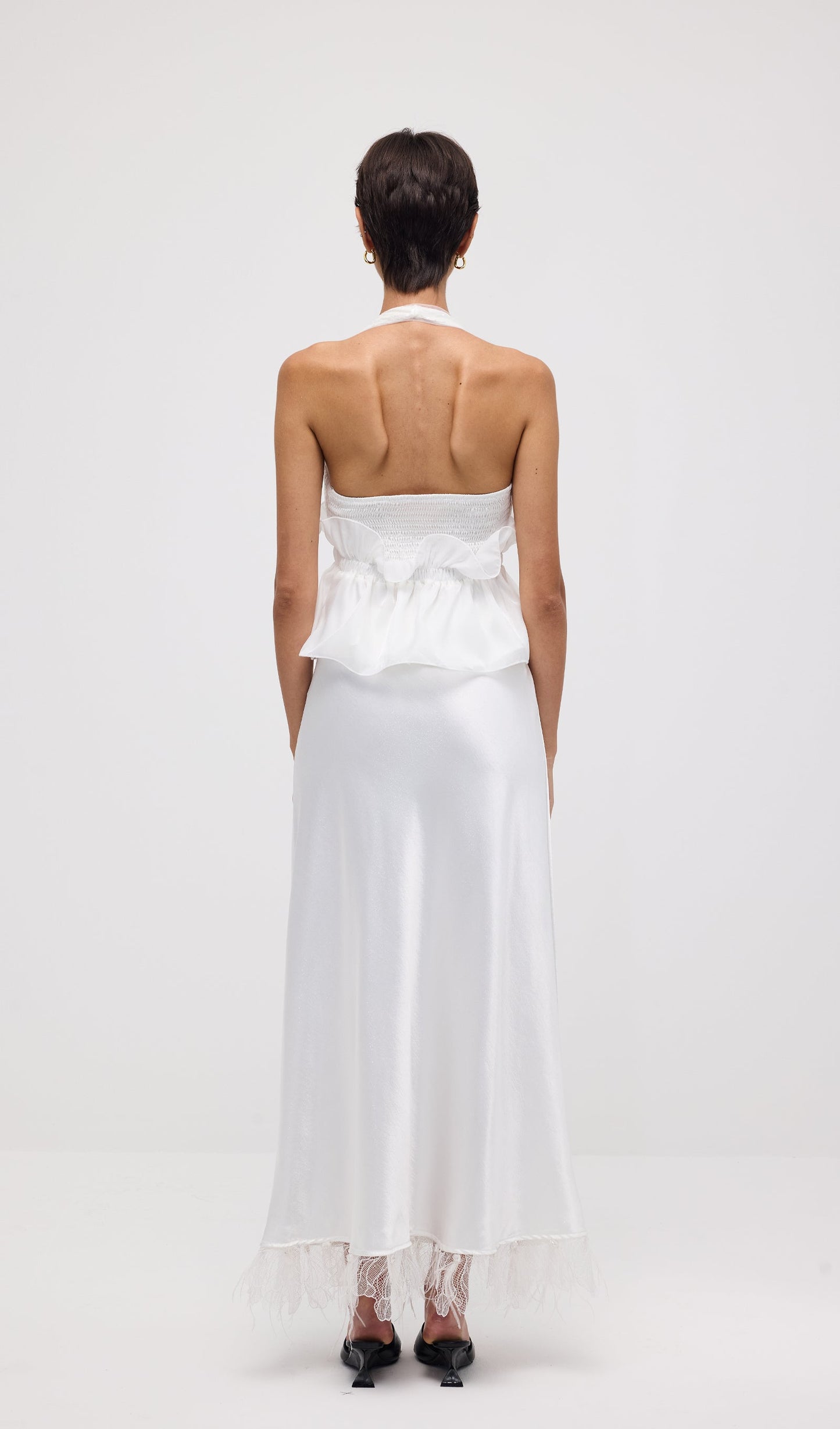 Satin Maxi Skirt In White