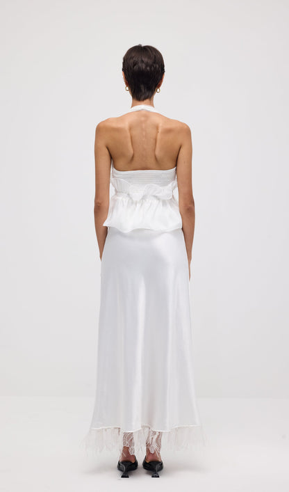 Satin Maxi Skirt In White